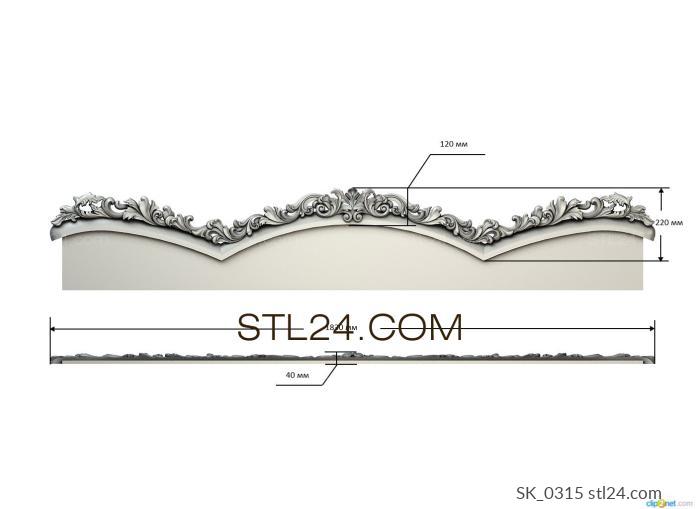 Headboard (Carved top with acanthus and scrolls, SK_0315) 3D models for cnc